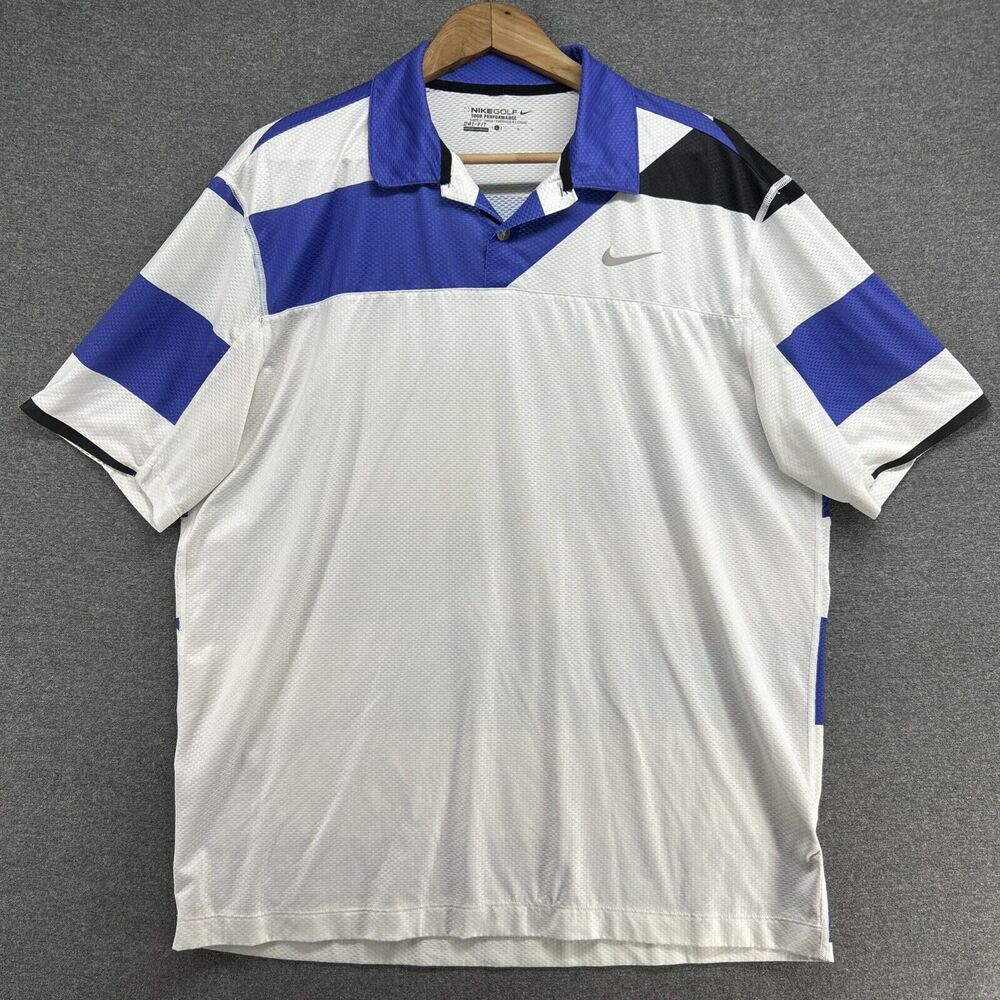 Nike Golf Tour Performance Polo Shirt Mens Large Dri Fit Waffle Knit Color Block